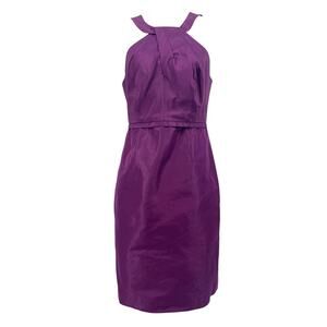 J.Crew Women' 10 Purple Silk Halterneck Cocktail Party Holiday Short Lined Dress